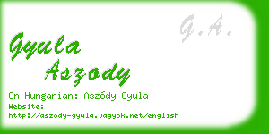 gyula aszody business card